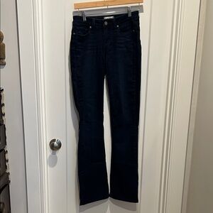 Page, dark wash, mid-rise jeans. Size 26